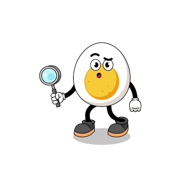 Mascot of boiled egg searching character design