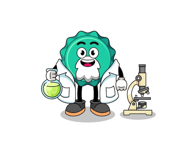 Mascot of bottle cap as a scientist