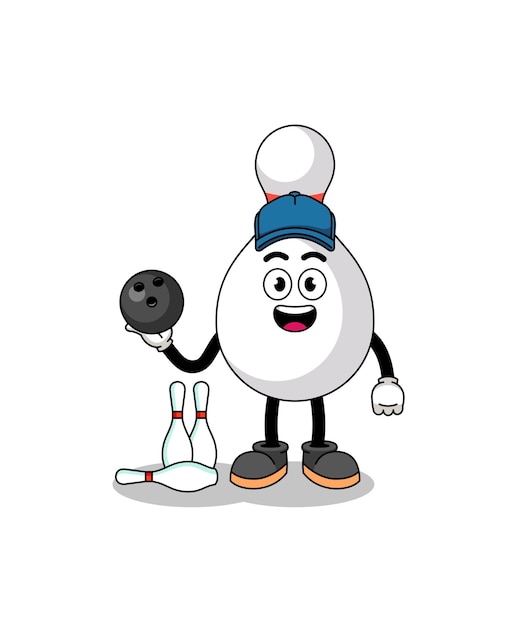 Vector mascot of bowling pin as a bowling player