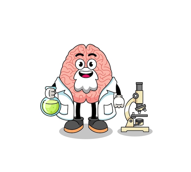 Mascot of brain as a scientist character design