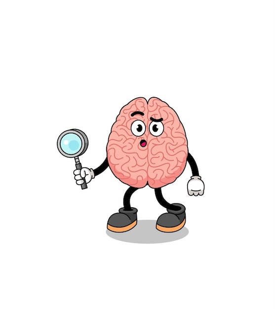 Mascot of brain searching character design