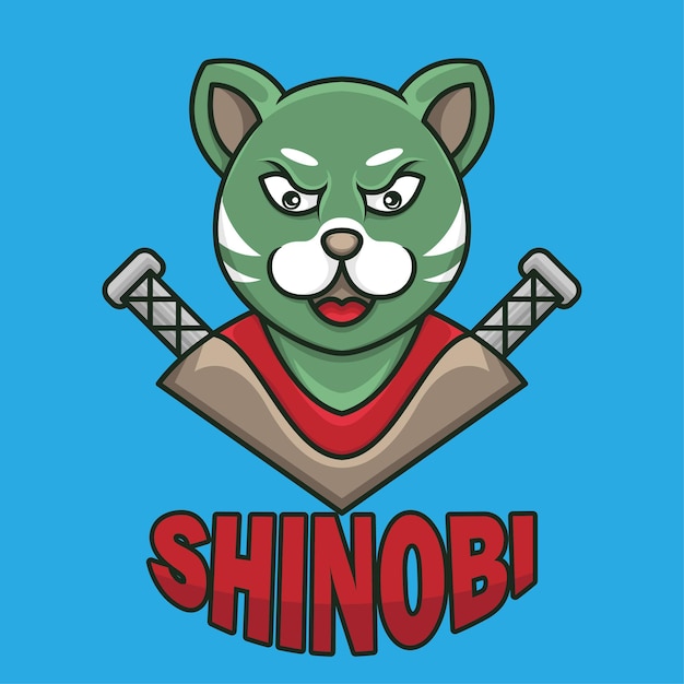 Mascot Cartoon Angry Shinobi Shiba inu