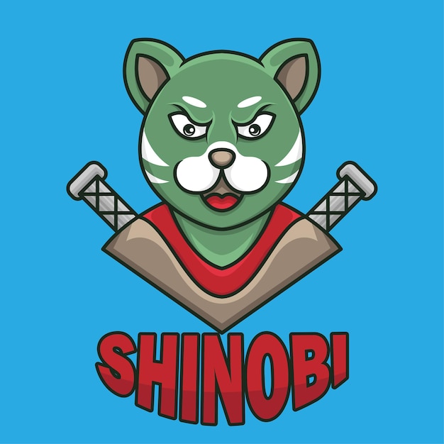 마스코트 만화 화난 Shinobi Shiba inu