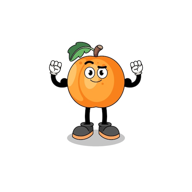 Vector mascot cartoon of apricot posing with muscle