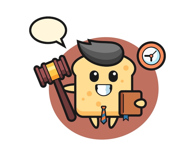 Mascot cartoon of bread as a judge