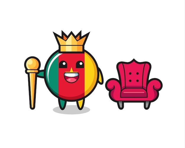 Mascot cartoon of cameroon flag badge as a king  cute style design for t shirt sticker logo element