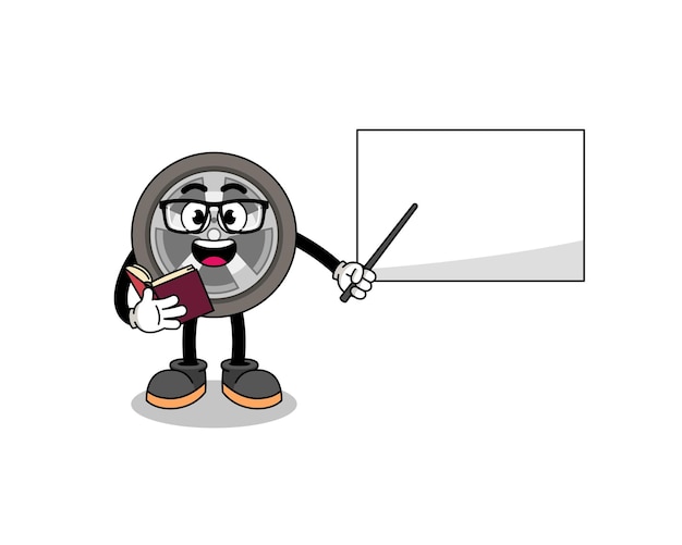 Mascot cartoon of car wheel teacher