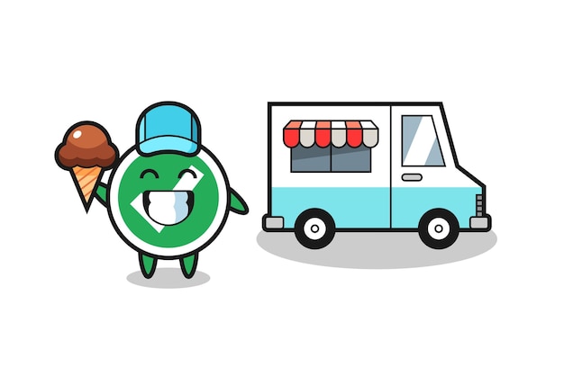 Mascot cartoon of check mark with ice cream truck  cute design