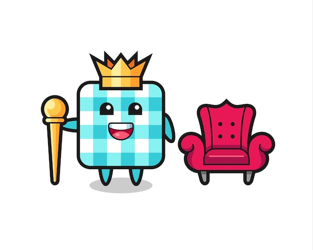 Mascot cartoon of checkered tablecloth as a king  cute style design for t shirt sticker logo element