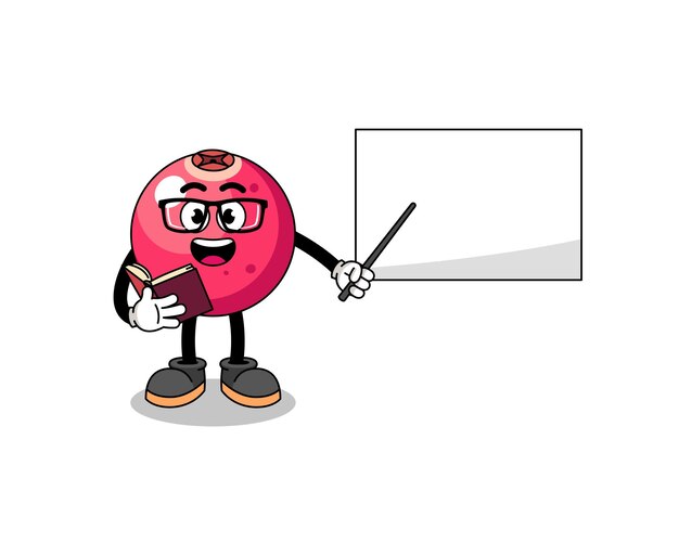 Vector mascot cartoon of cranberry teacher