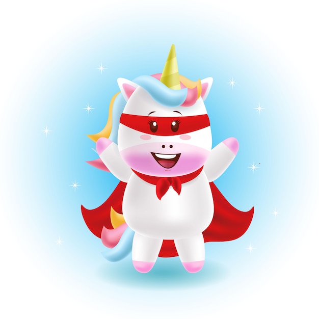 Vector mascot cartoon  cute unicorn superhero