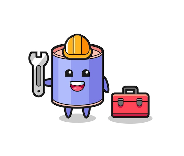 Mascot cartoon of cylinder piggy bank as a mechanic