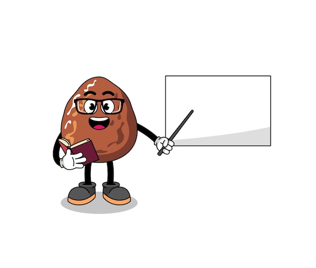 Vector mascot cartoon of date fruit teacher character design