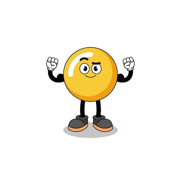 Mascot cartoon of egg yolk posing with muscle