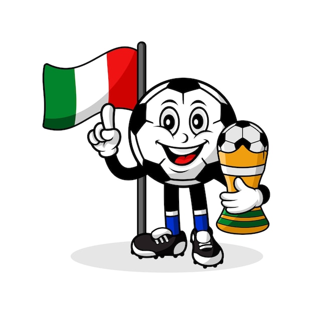 Mascot cartoon football italy flag with trophy winner