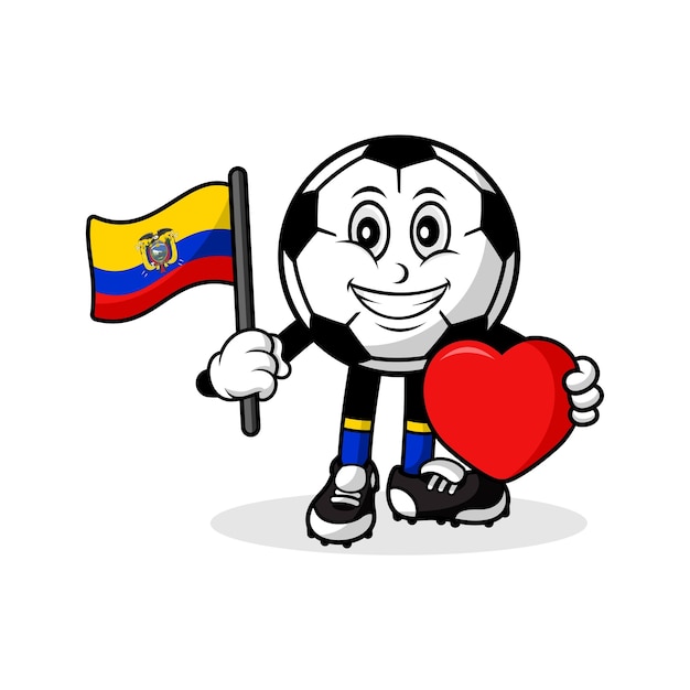 Mascot cartoon football love ecuador flag design