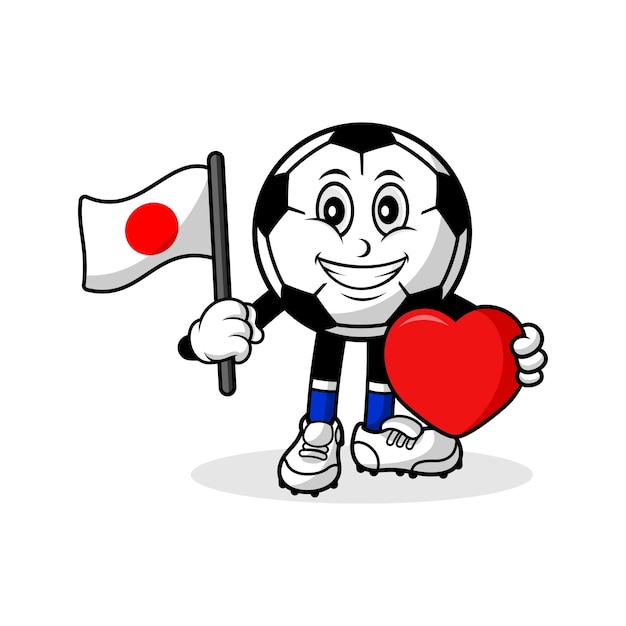 Mascot cartoon football love japan flag design