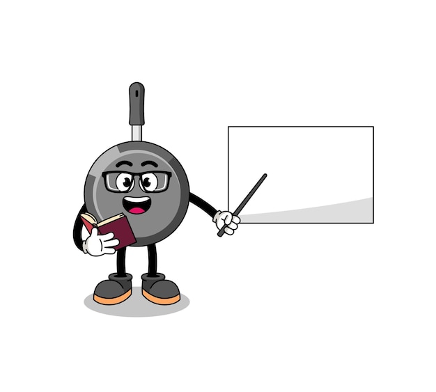 Mascot cartoon of frying pan teacher