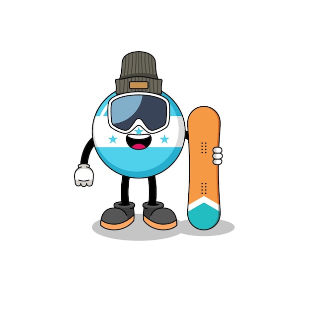 Mascot cartoon of honduras flag snowboard player