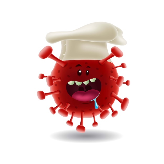 Мультфильм талисмана illustration_chef red covid-19 corona virus_isolated