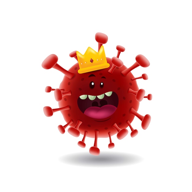 Vettore mascotte cartoon illustration_king di rosso covid-19 corona virus_isolated