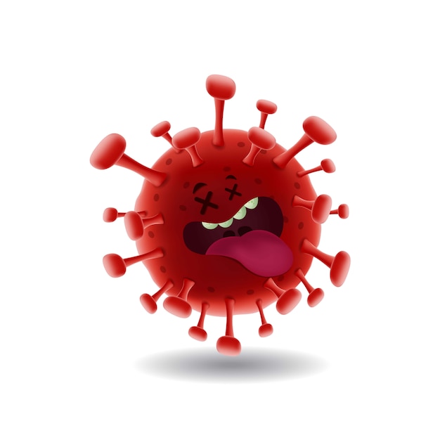 Мультфильм талисмана illustration_red covid-19 corona virus is dead_isolated