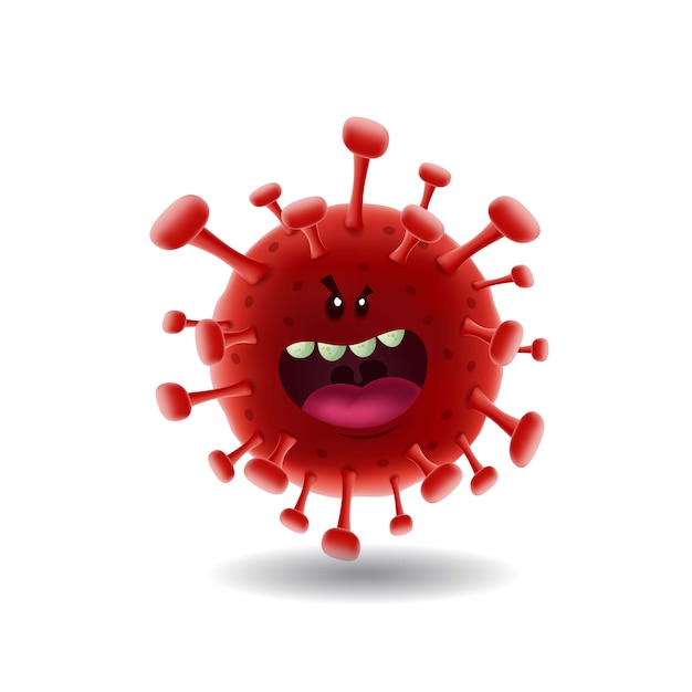 Мультфильм талисмана illustration_red covid-19 corona virus_isolated