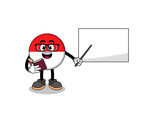 Mascot cartoon of indonesia flag teacher character design