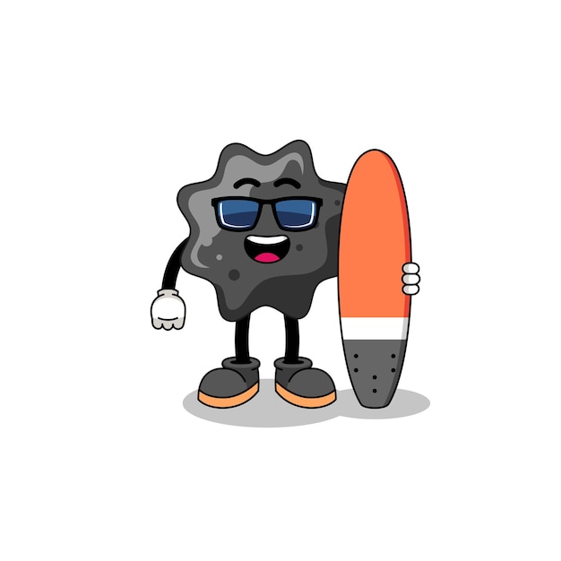 Mascot cartoon of ink as a surfer