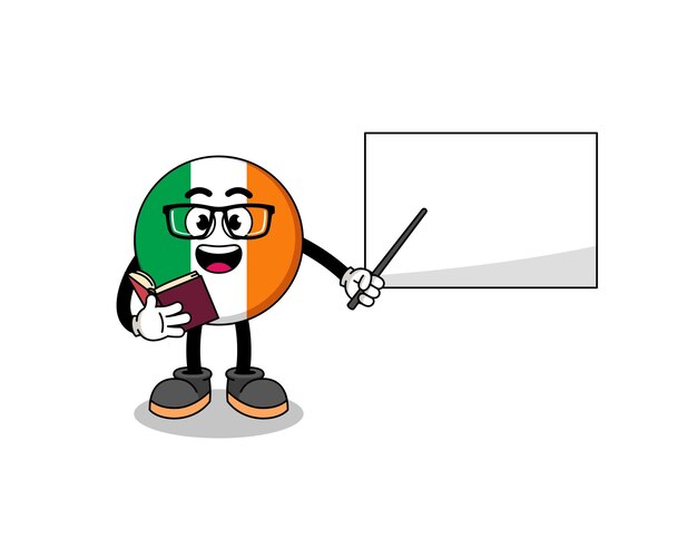 Mascot cartoon of ireland flag teacher character design