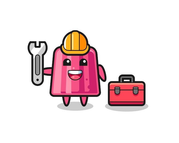 Vector mascot cartoon of jelly as a mechanic cute design