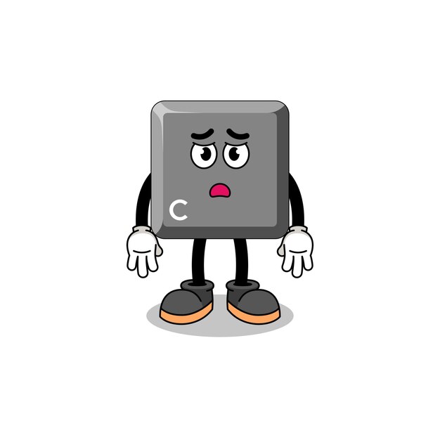 Mascot cartoon of keyboard C key as a surfer