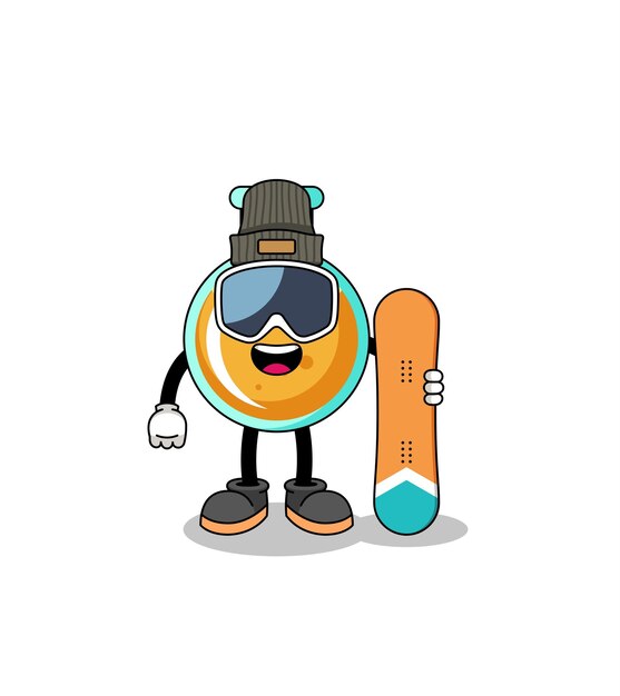 Мультфильм талисмана лабораторных стаканов сноубордиста