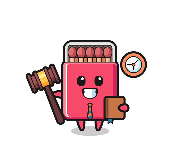 Vector mascot cartoon of matches box as a judge  cute design