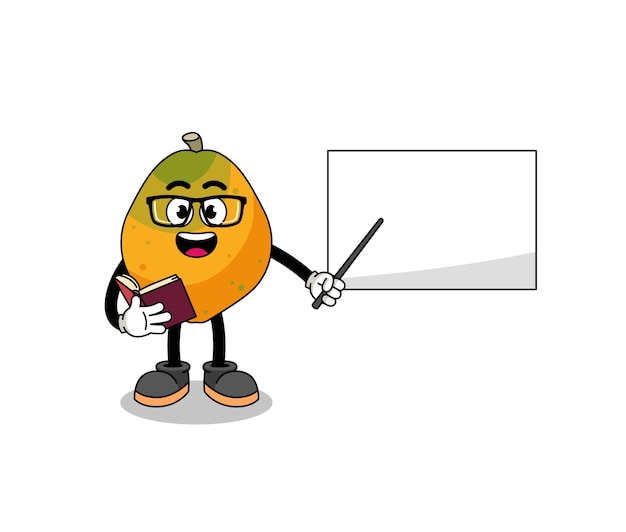 Cartoon mascotte del design del personaggio dell'insegnante di frutta di papaia