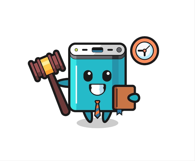 Mascot cartoon of power bank as a judge , cute style design for t shirt, sticker, logo element