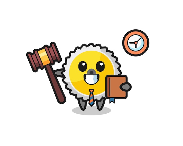 Mascot cartoon of saw blade as a judge