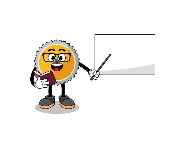 Vector mascot cartoon of saw blade teacher