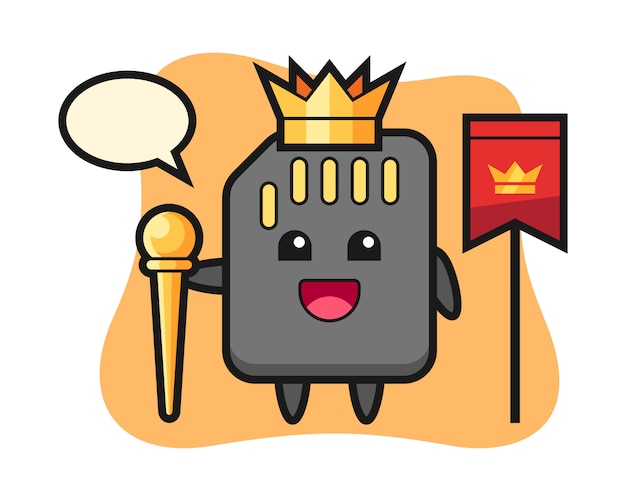 Mascot cartoon of SD card as a king, cute style design for t shirt