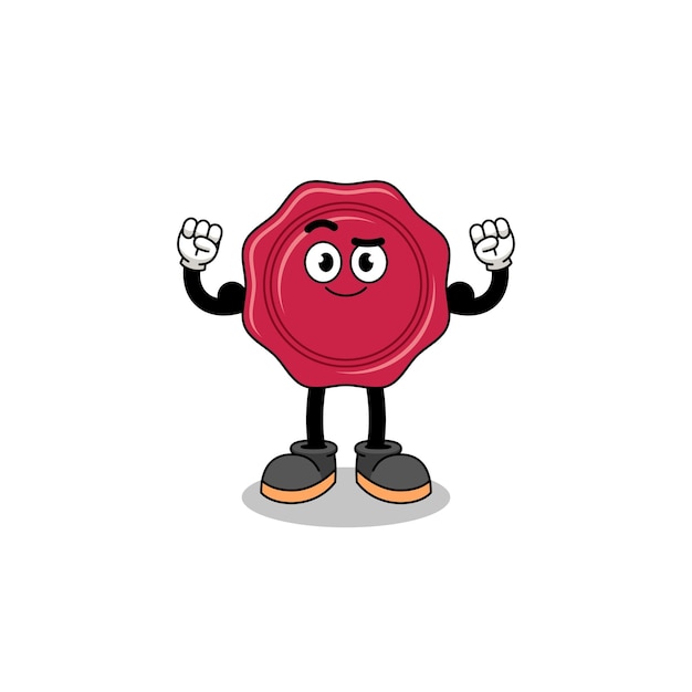 Mascot cartoon of sealing wax posing with muscle