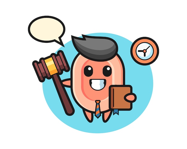 Mascot cartoon of soap as a judge, cute style  for t shirt, sticker, logo element