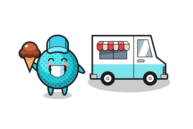 Mascot cartoon of spiky ball with ice cream truck