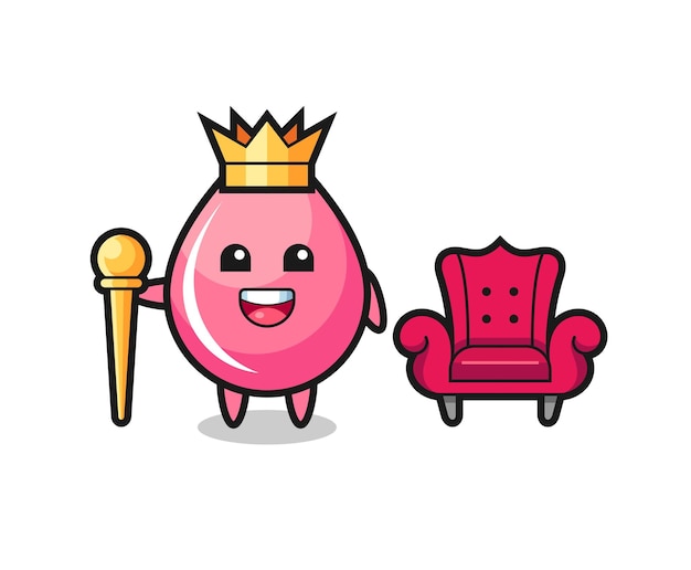 Mascot cartoon of strawberry juice drop as a king