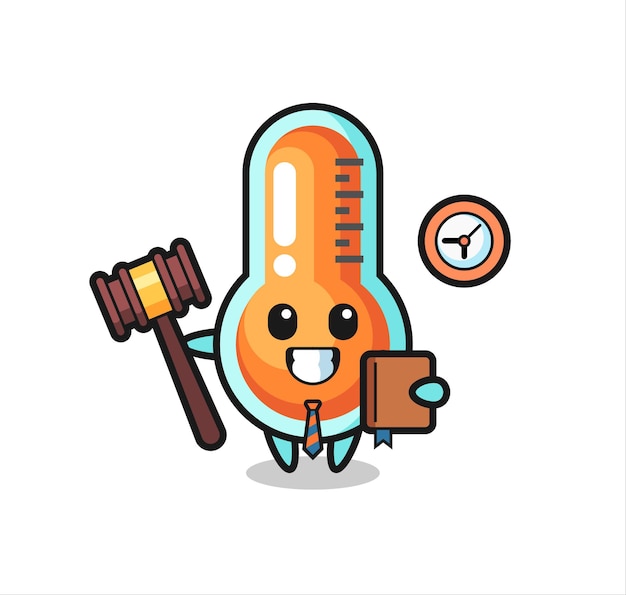 Vector mascot cartoon of thermometer as a judge