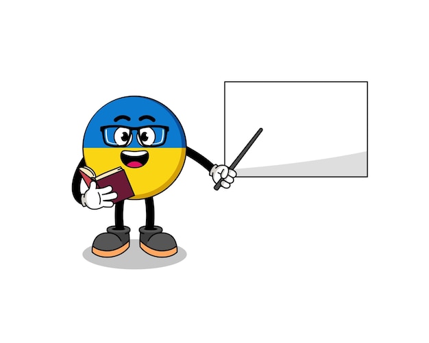 Mascot cartoon of ukraine flag teacher character design