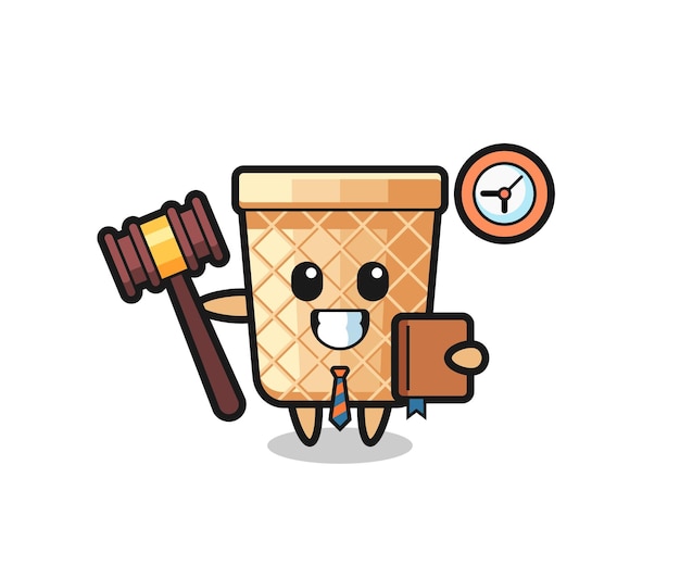 Mascot cartoon of waffle cone as a judge