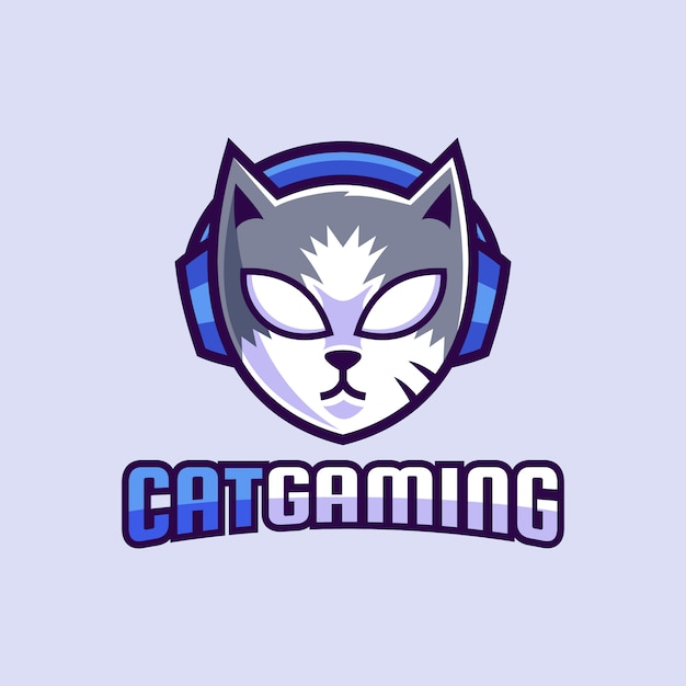 mascot cat gaming wear headphone logo design