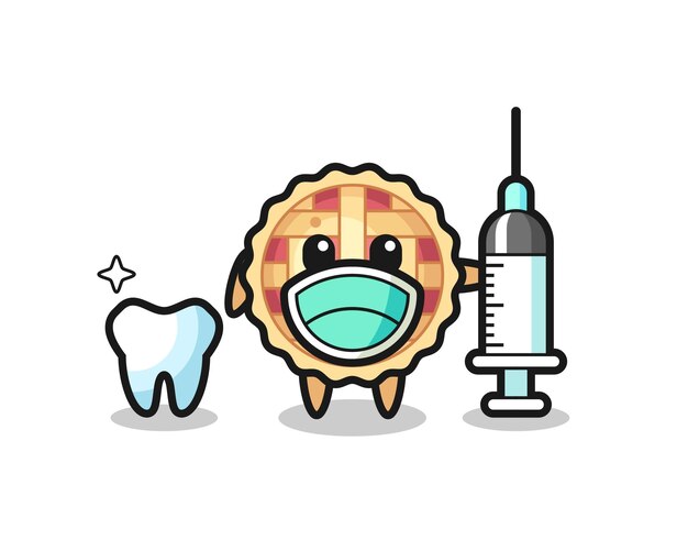 Mascot character of apple pie as a dentist  cute style design for t shirt sticker logo element