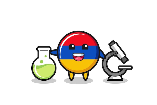 Mascot character of armenia flag as a scientist