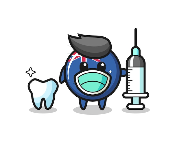 Vector mascot character of australia flag badge as a dentist